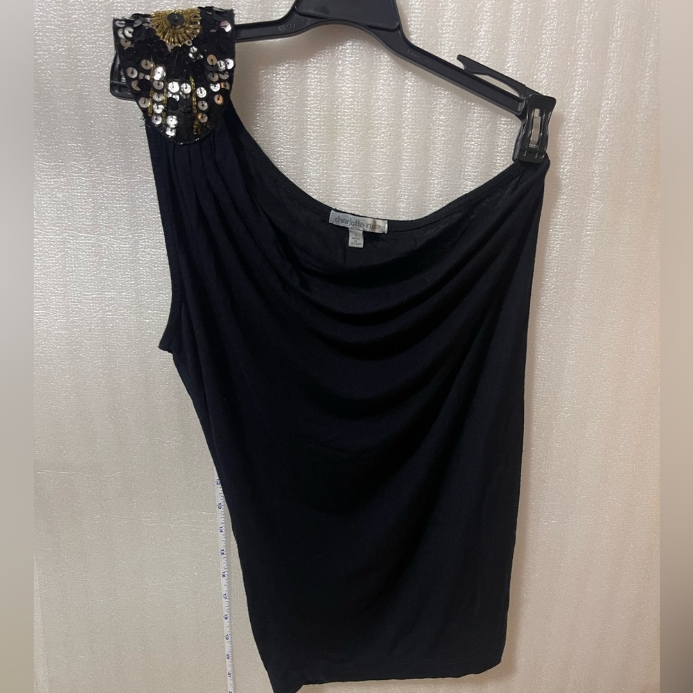 Charlotte Russe One-Shoulder Embellished Top – Size Small